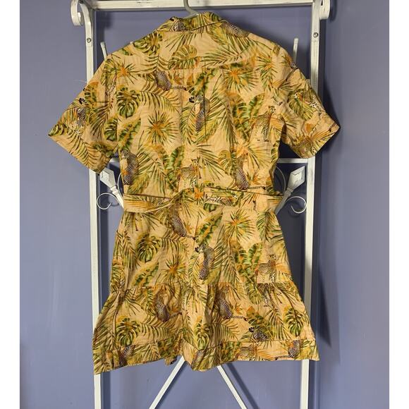 Desigual tropical shirt dress leopard cheetah safari M - Picture 10 of 12